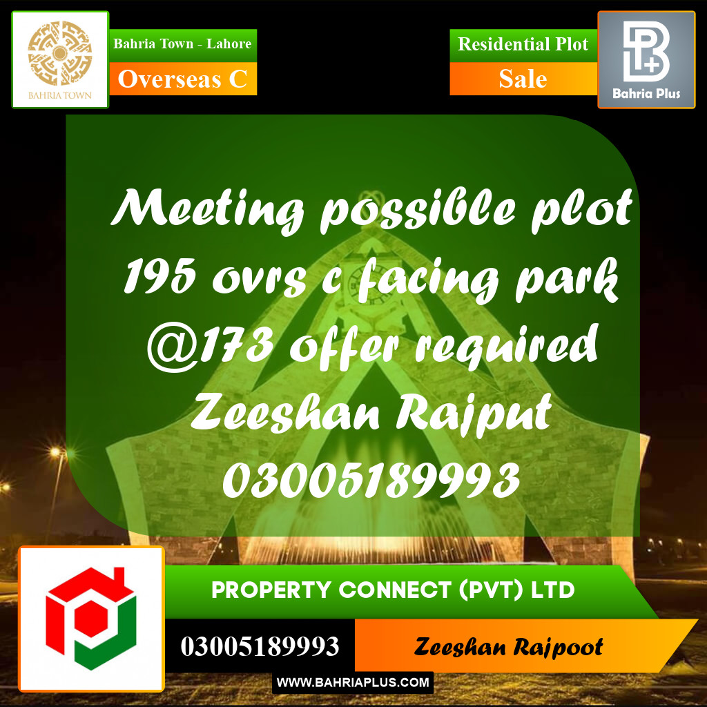 Residential Plot for Sale in Overseas C -  Bahria Town, Lahore - (BP-307988)