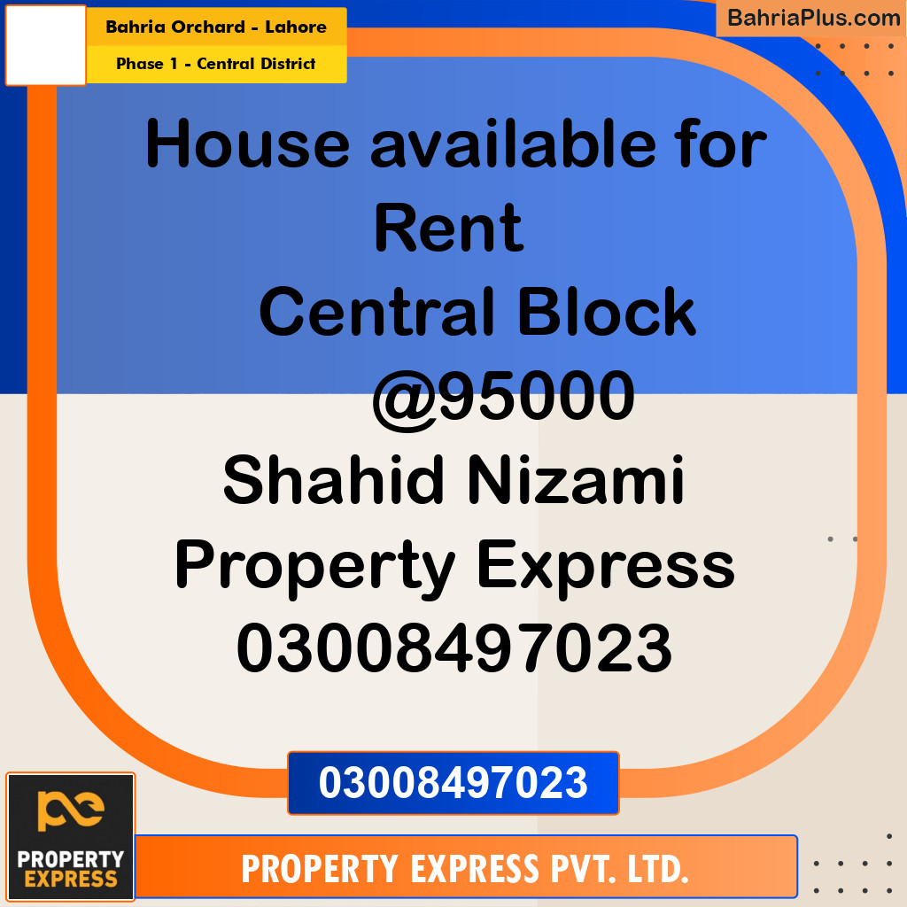 10 Marla Residential House for Rent in Phase 1 - Central District -  Bahria Orchard, Lahore - (BP-308006)
