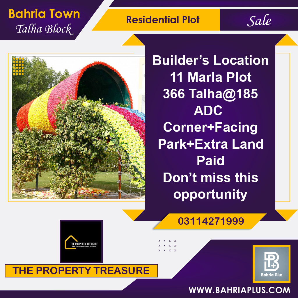10 Marla Residential Plot for Sale in Sector F - Talha Block -  Bahria Town, Lahore - (BP-308063)