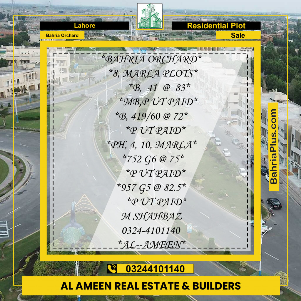 Residential Plot for Sale in Bahria Orchard, Lahore - (BP-308089)