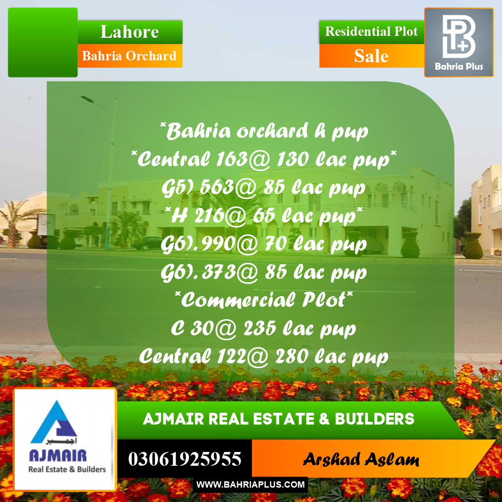 Residential Plot for Sale in Bahria Orchard, Lahore - (BP-308111)