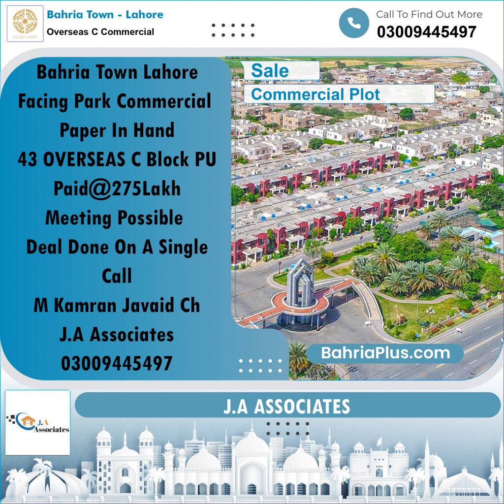 5 Marla Commercial Plot for Sale in Overseas C Commercial -  Bahria Town, Lahore - (BP-308128)