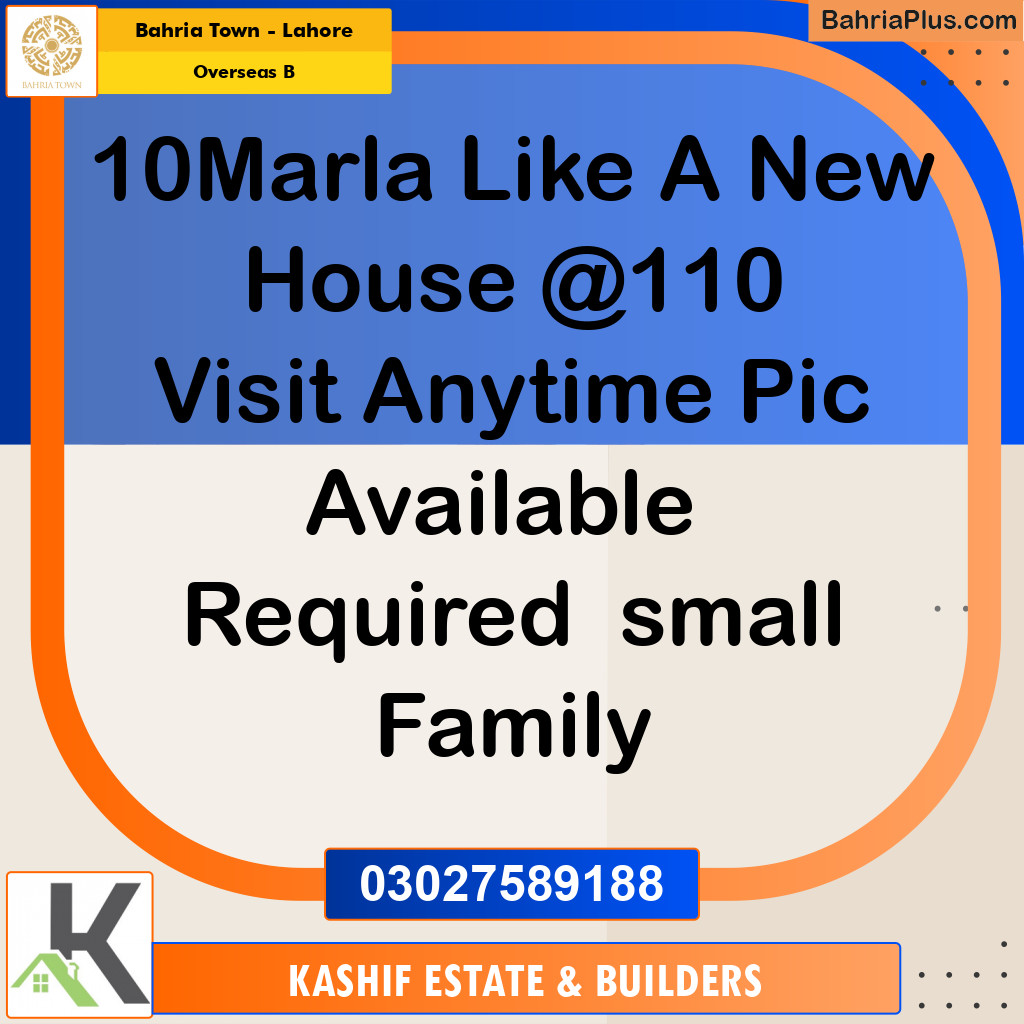 10 Marla Residential House for Rent in Overseas B -  Bahria Town, Lahore - (BP-308136)