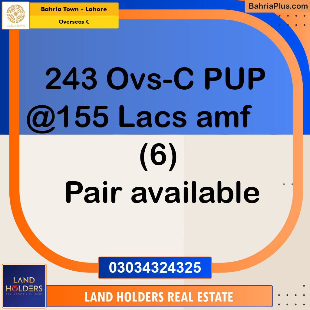 10 Marla Residential Plot for Sale in Overseas C -  Bahria Town, Lahore - (BP-308162)