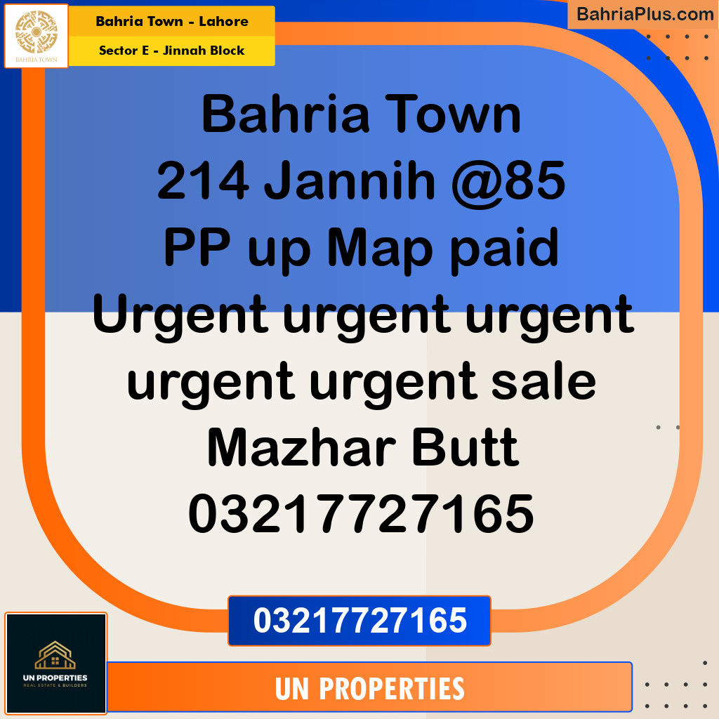 4 Marla Residential Plot for Sale in Sector E - Jinnah Block -  Bahria Town, Lahore - (BP-308185)