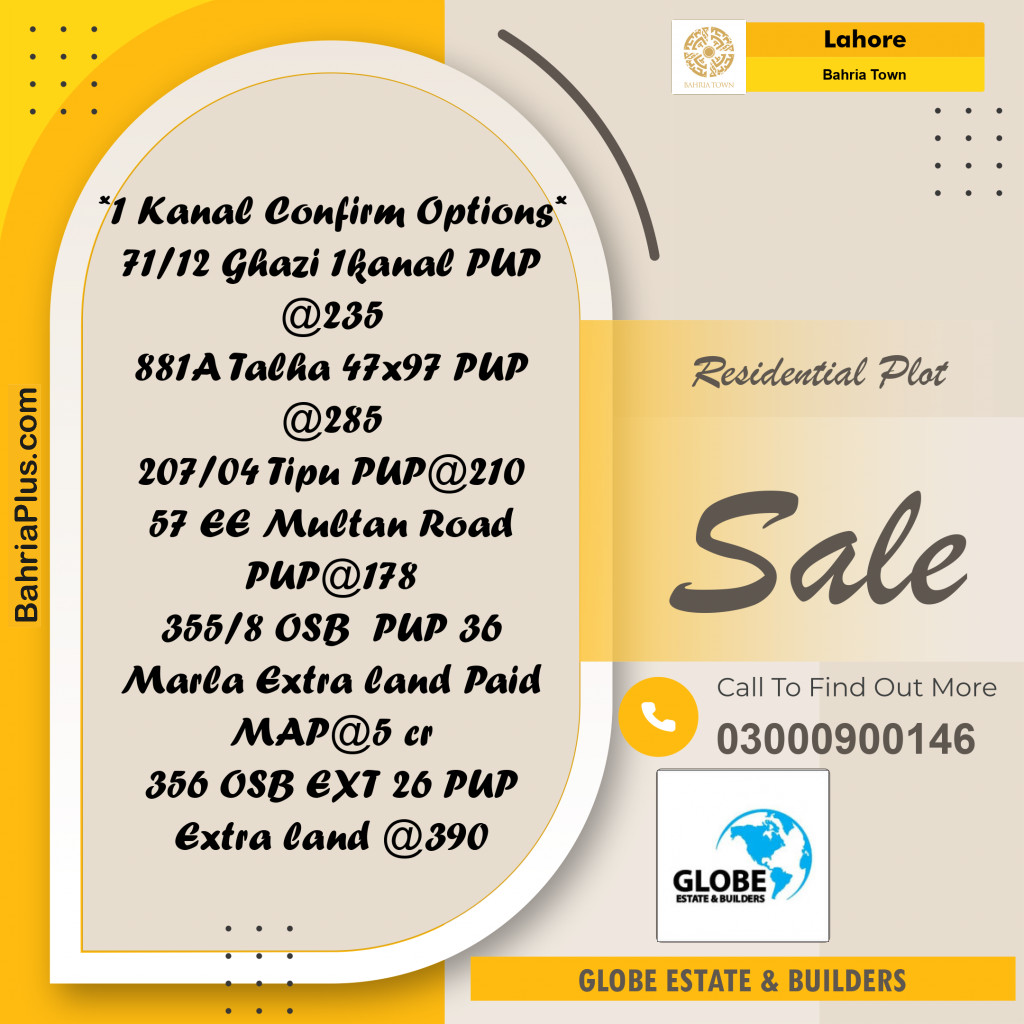 Residential Plot for Sale in Bahria Town, Lahore - (BP-308203)
