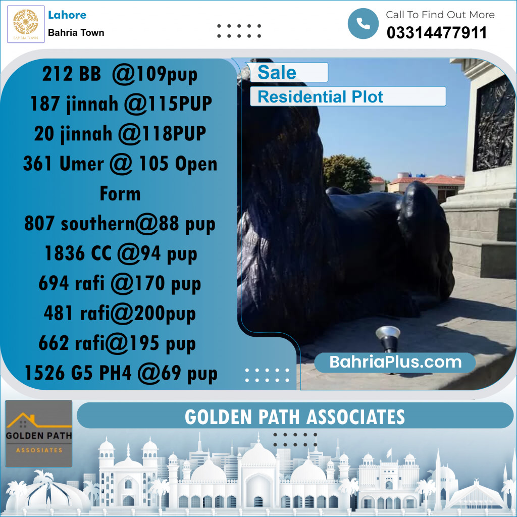 Residential Plot for Sale in Bahria Town, Lahore - (BP-308244)