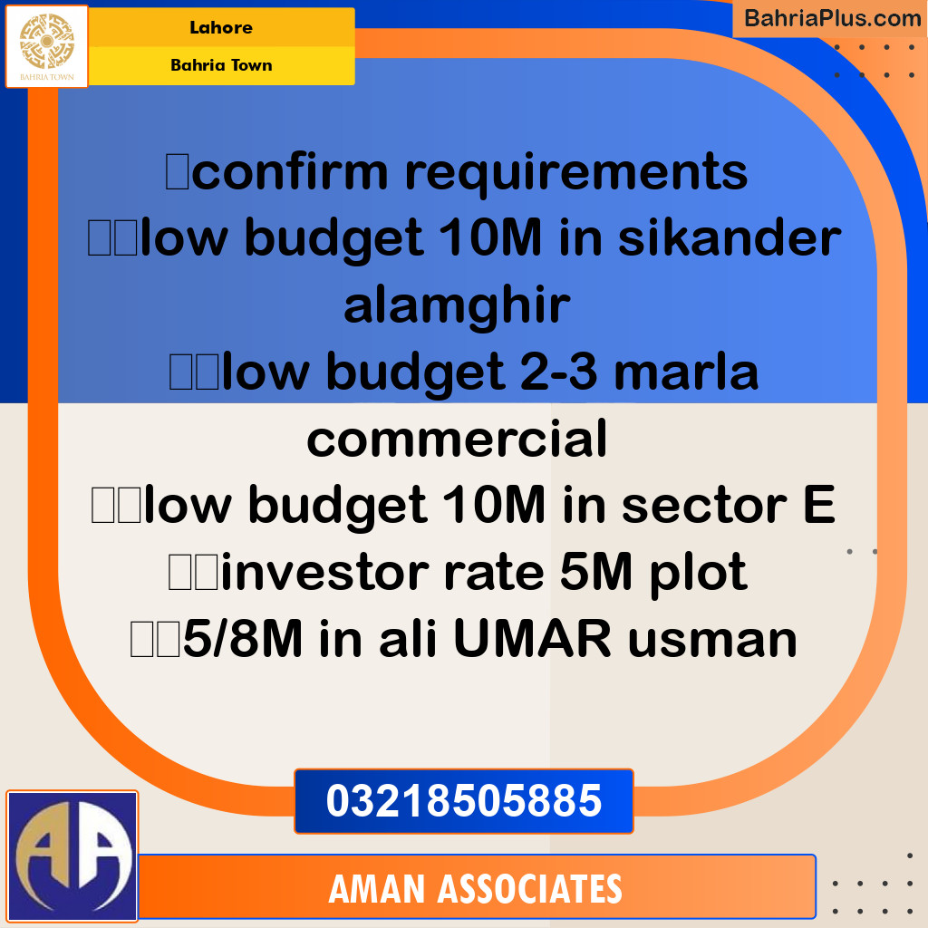 Residential Plot for Sale in Bahria Town, Lahore - (BP-308269)