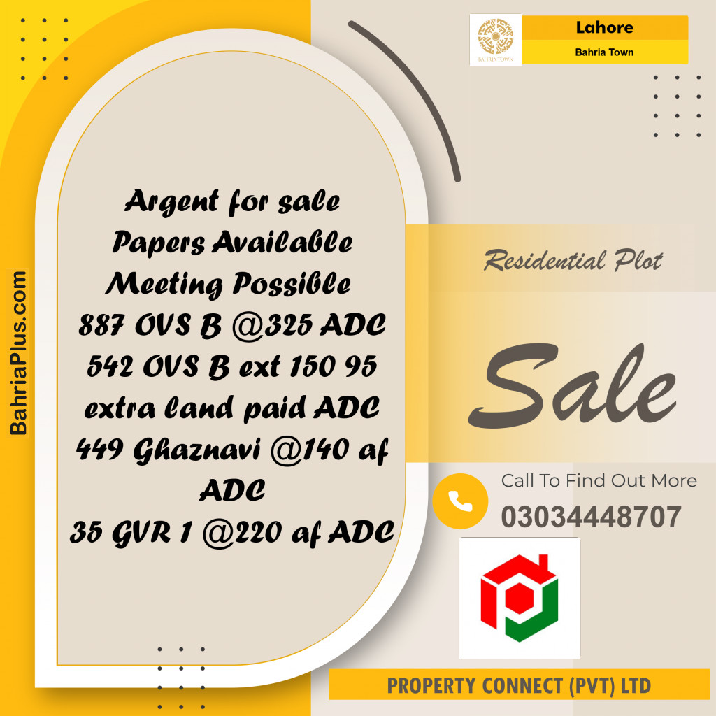 Residential Plot for Sale in Bahria Town, Lahore - (BP-308319)