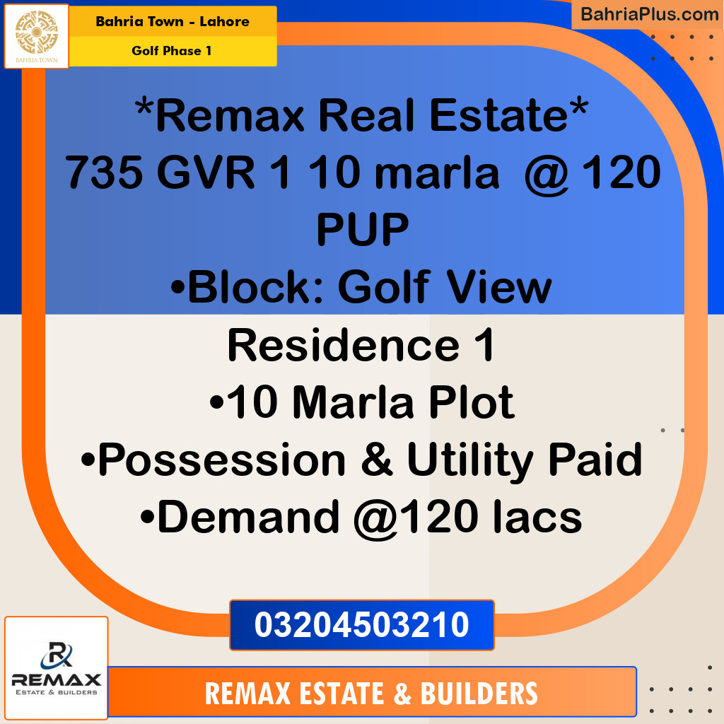 10 Marla Residential Plot for Sale in Golf Phase 1 -  Bahria Town, Lahore - (BP-308334)