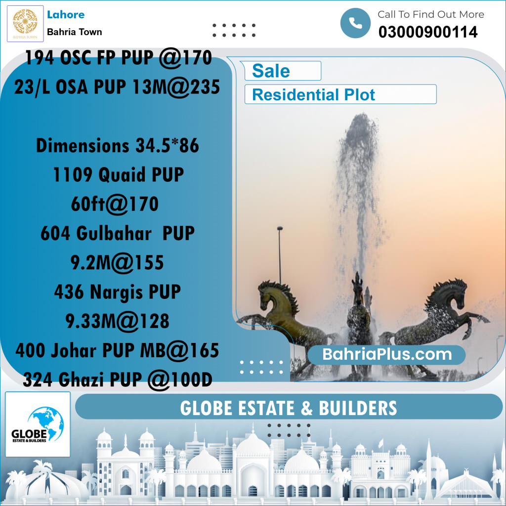 Residential Plot for Sale in Bahria Town, Lahore - (BP-308388)