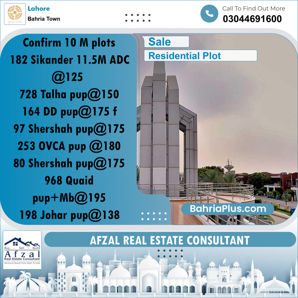 Residential Plot for Sale in Bahria Town, Lahore - (BP-308407)