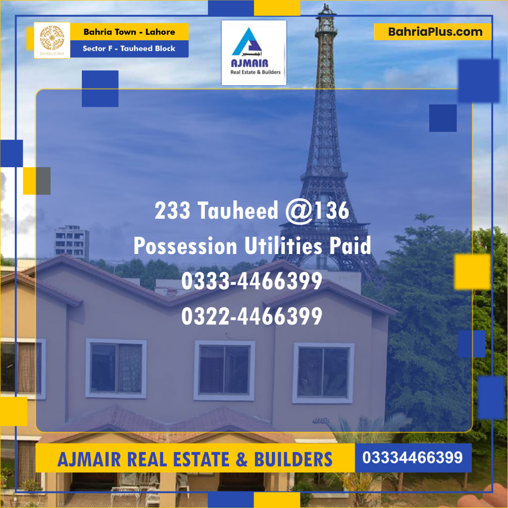 10 Marla Residential Plot for Sale in Sector F - Tauheed Block -  Bahria Town, Lahore - (BP-308411)