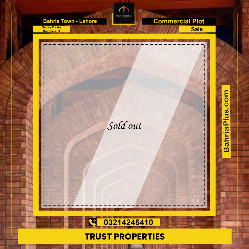 2 Marla Commercial Plot for Sale in Sector D - AA Commercial -  Bahria Town, Lahore - (BP-308427)