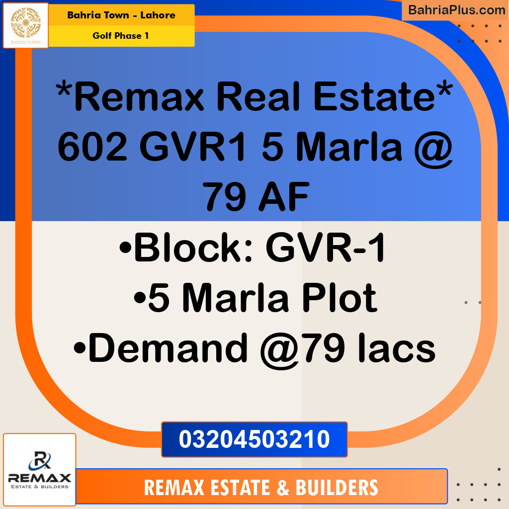 5 Marla Residential Plot for Sale in Golf Phase 1 -  Bahria Town, Lahore - (BP-308445)