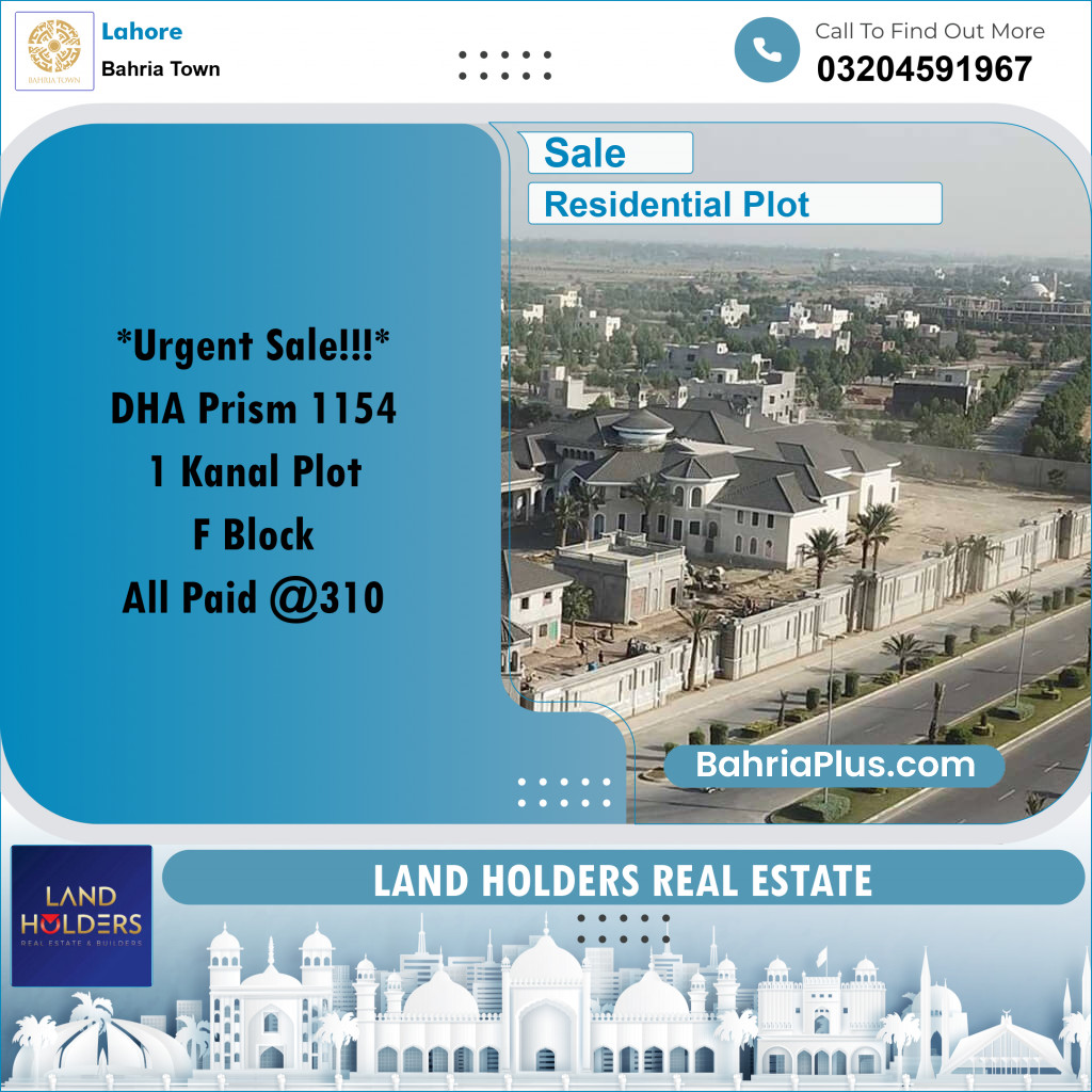 Residential Plot for Sale in Bahria Town, Lahore - (BP-308461)