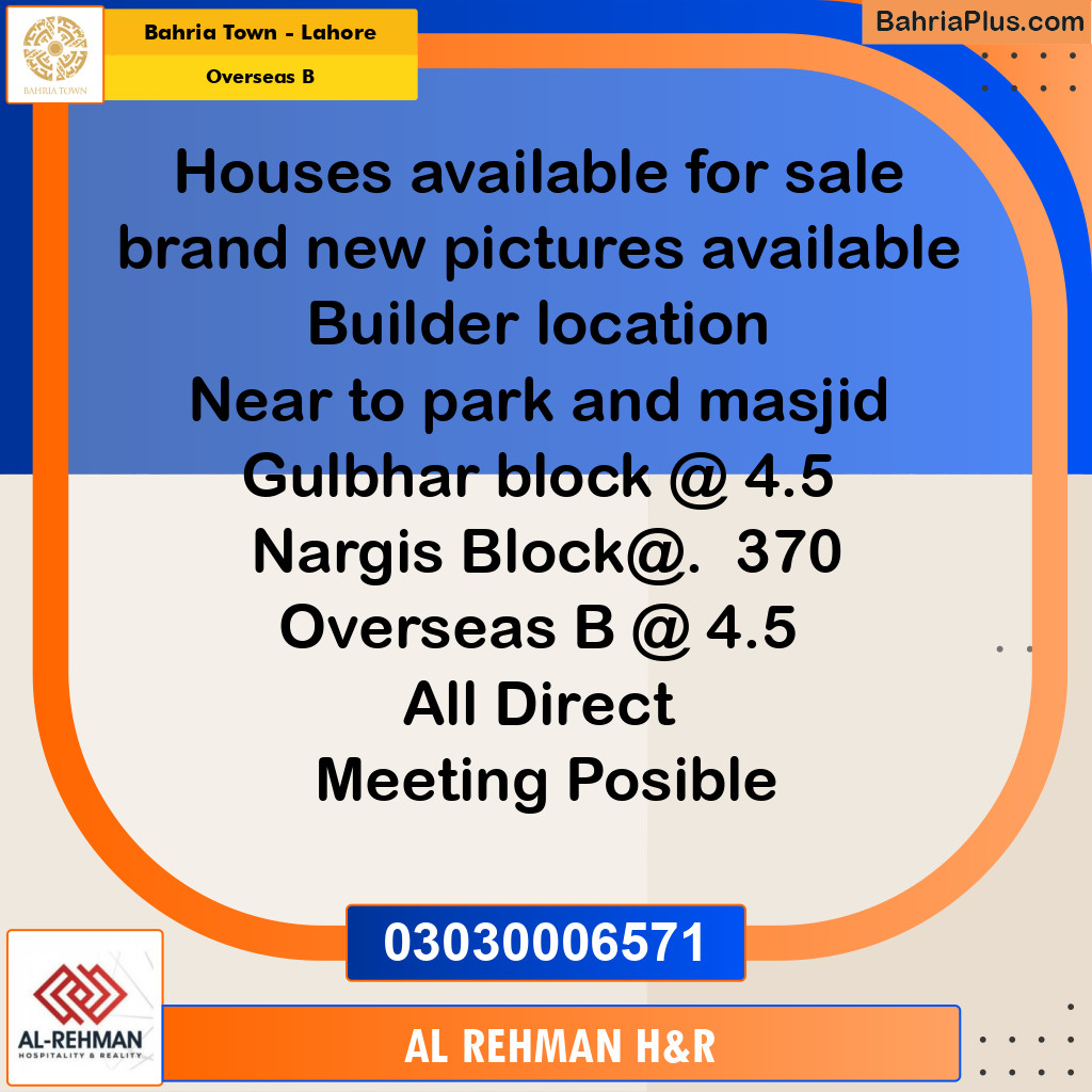 10 Marla Residential Plot for Sale in Overseas B -  Bahria Town, Lahore - (BP-308507)