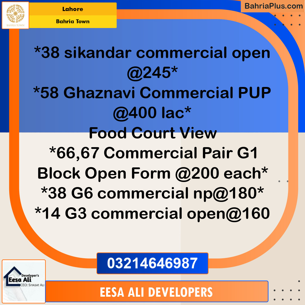 Residential Plot for Sale in Bahria Town, Lahore - (BP-308530)
