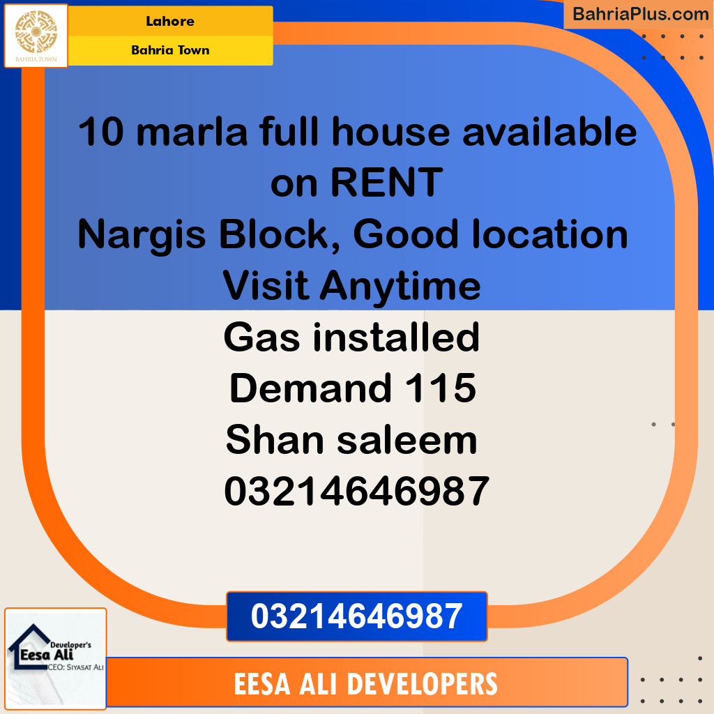 Residential House for Rent in Bahria Town, Lahore - (BP-308534)