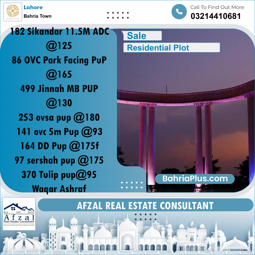 Residential Plot for Sale in Bahria Town, Lahore - (BP-308537)
