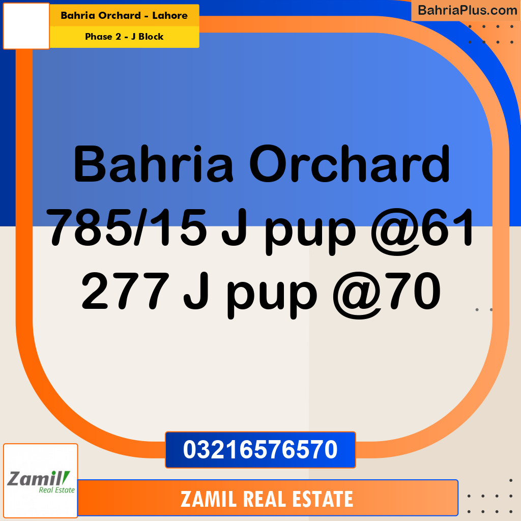 8 Marla Residential Plot for Sale in Phase 2 - J Block -  Bahria Orchard, Lahore - (BP-308596)