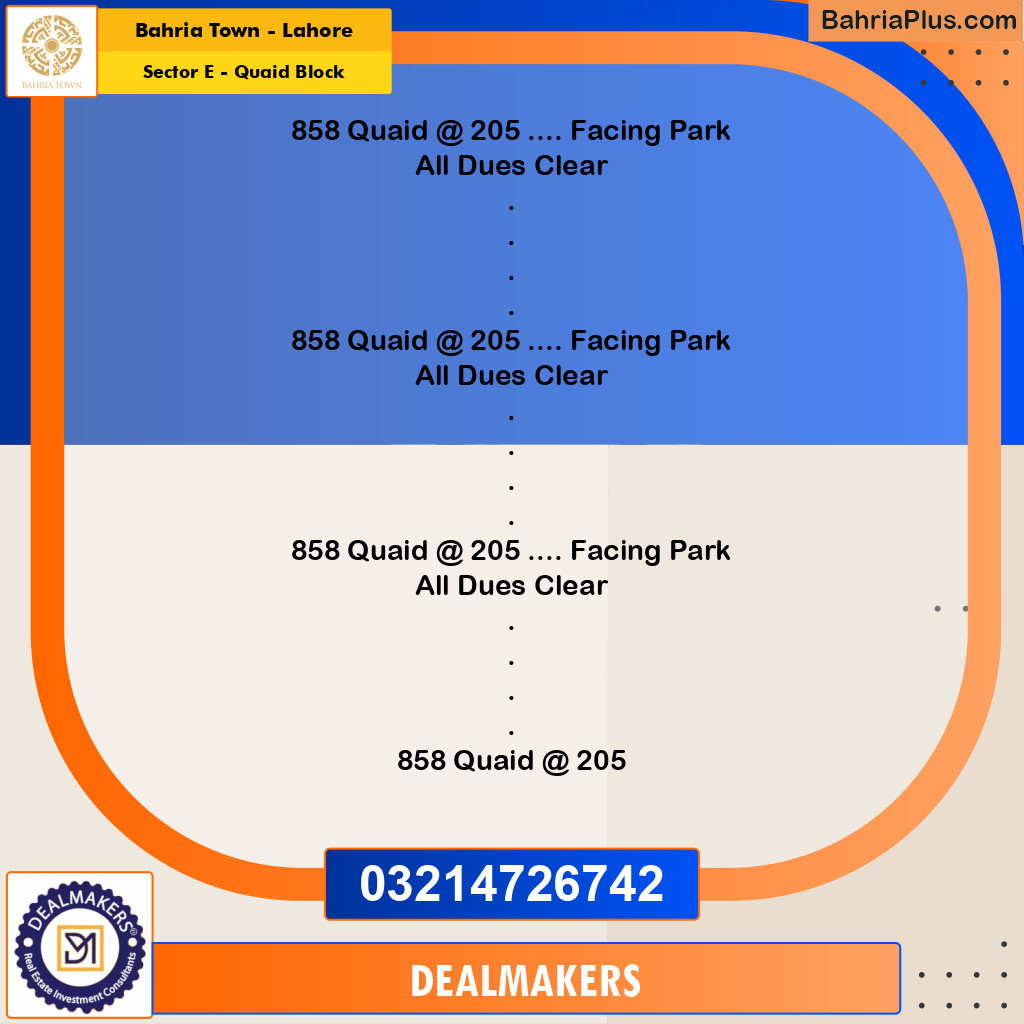10 Marla Residential Plot for Sale in Sector E - Quaid Block -  Bahria Town, Lahore - (BP-308613)