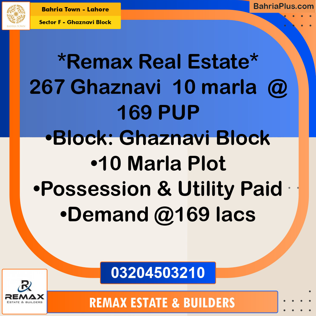 10 Marla Residential Plot for Sale in Sector F - Ghaznavi Block -  Bahria Town, Lahore - (BP-308701)