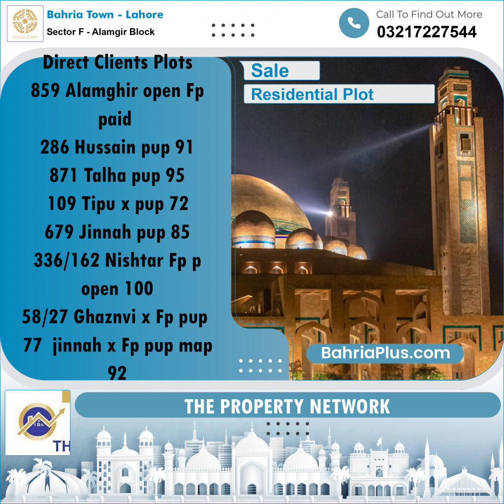 5 Marla Residential Plot for Sale in Sector F - Alamgir Block -  Bahria Town, Lahore - (BP-308721)