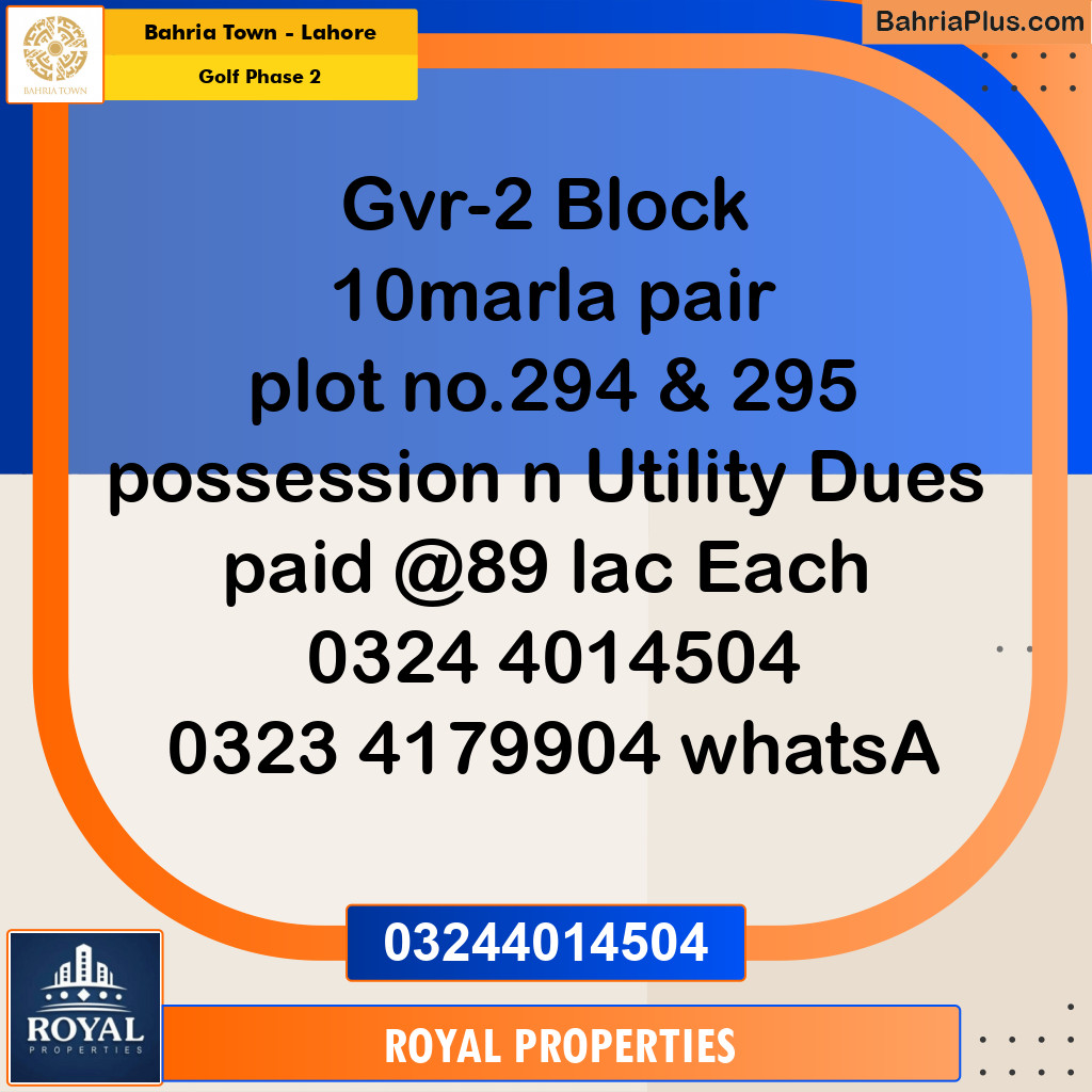 Residential Plot for Sale in Golf Phase 2 -  Bahria Town, Lahore - (BP-308746)