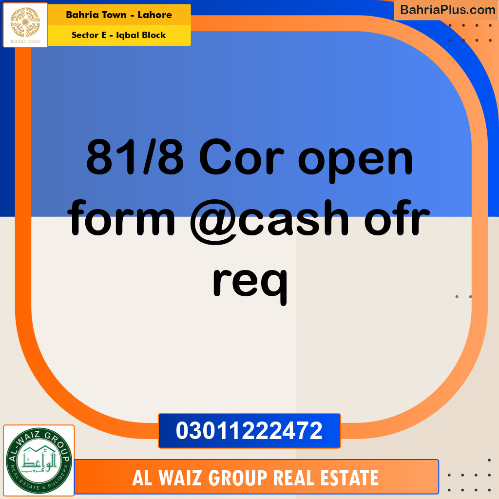 10 Marla Residential Plot for Sale in Sector E - Iqbal Block -  Bahria Town, Lahore - (BP-308753)
