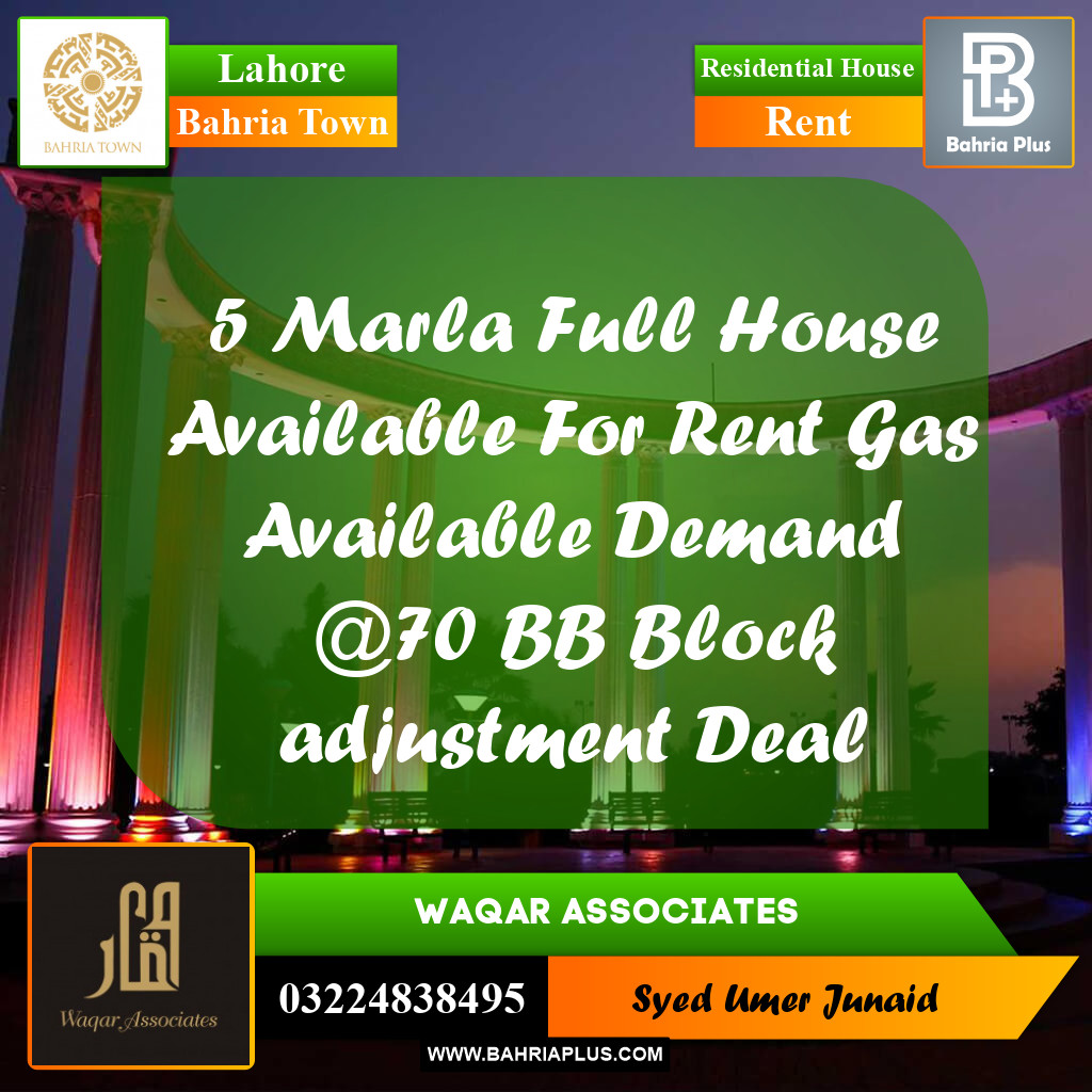 Residential House for Rent in Bahria Town, Lahore - (BP-308782)