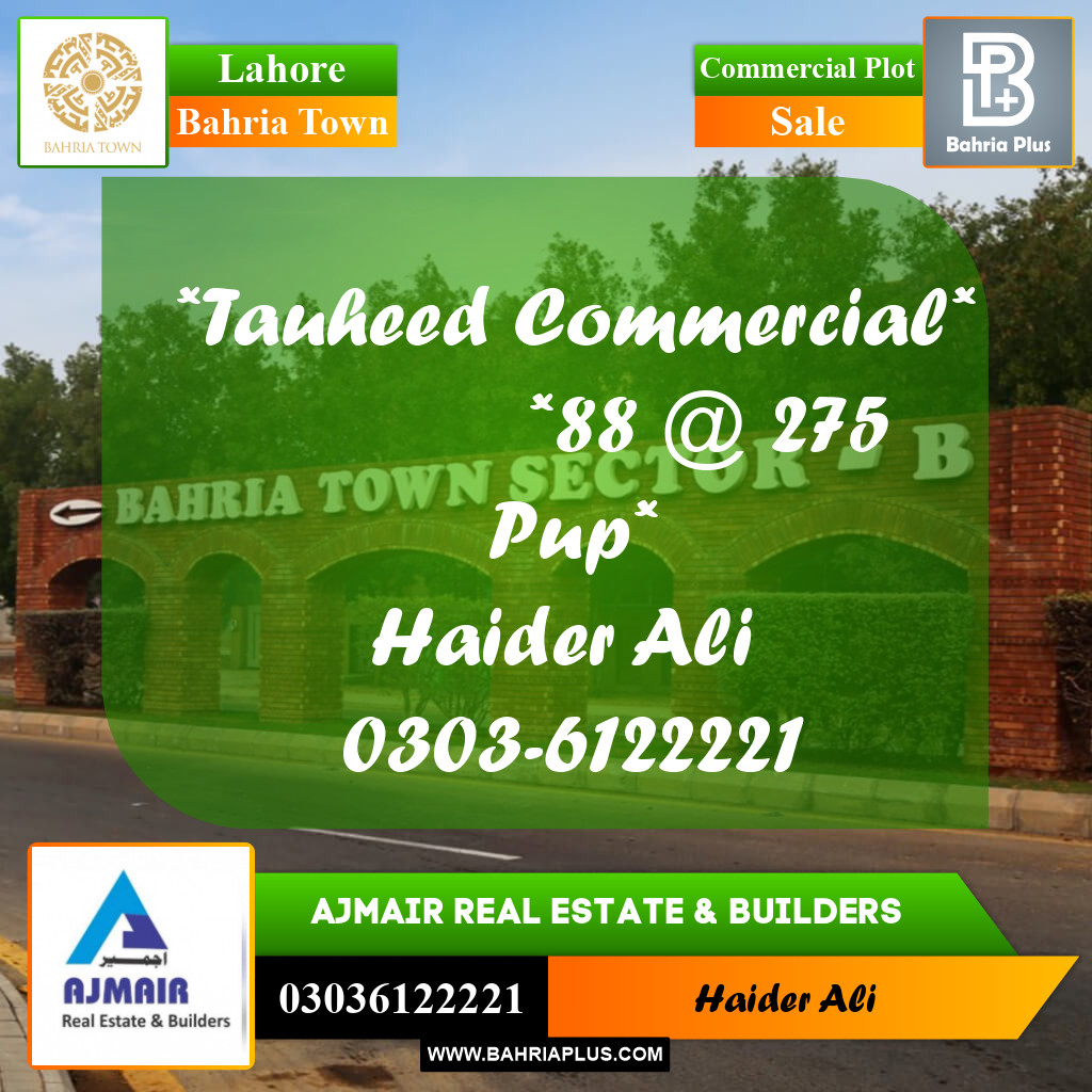 Commercial Plot for Sale in Bahria Town, Lahore - (BP-308802)