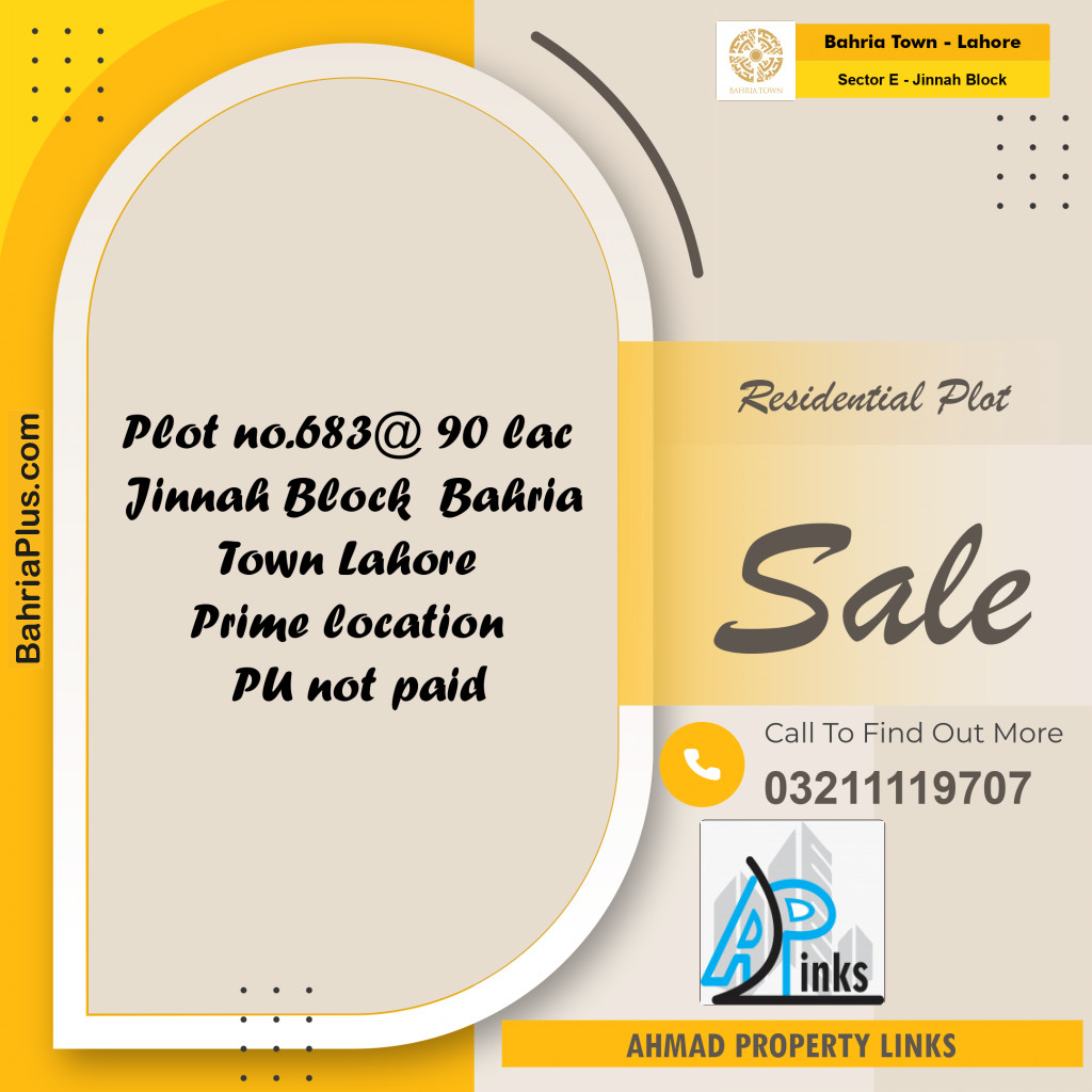 4 Marla Residential Plot for Sale in Sector E - Jinnah Block -  Bahria Town, Lahore - (BP-308870)