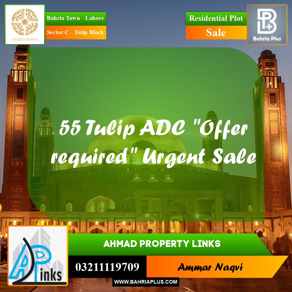 10 Marla Residential Plot for Sale in Sector C - Tulip Block -  Bahria Town, Lahore - (BP-308882)