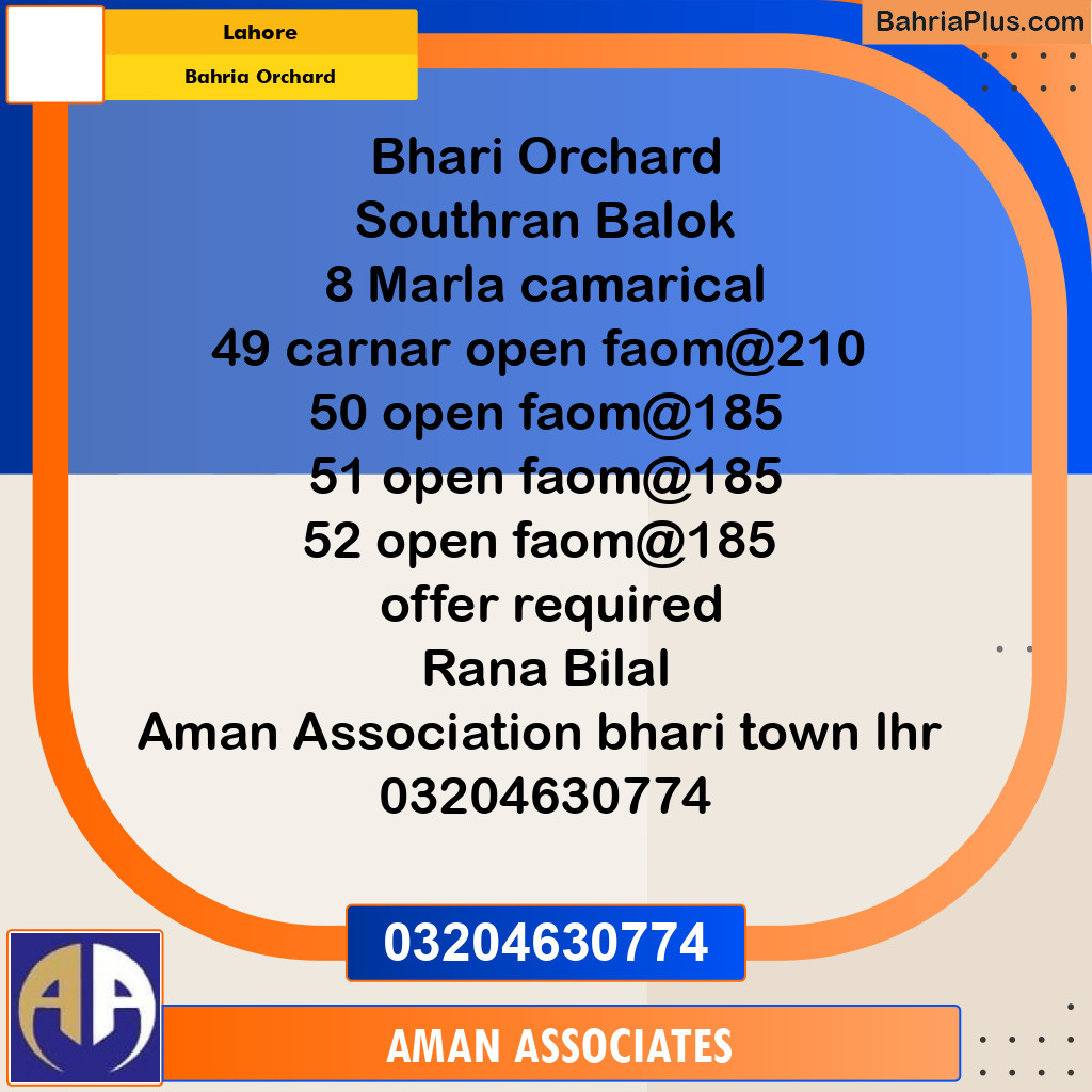 8 Marla Commercial Plot for Sale in Bahria Orchard, Lahore - (BP-308906)