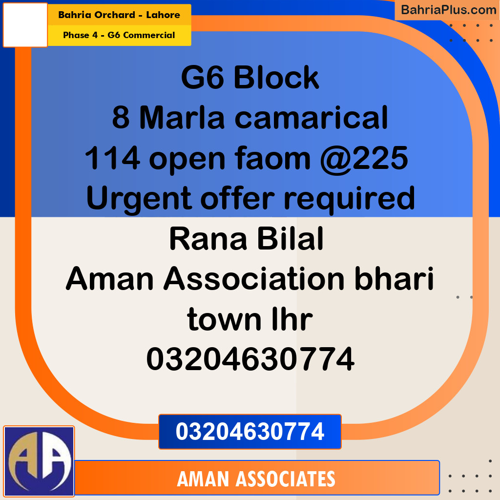 8 Marla Commercial Plot for Sale in Phase 4 - G6 Commercial -  Bahria Orchard, Lahore - (BP-308907)
