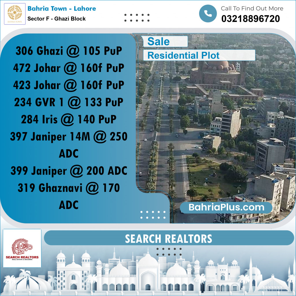 10 Marla Residential Plot for Sale in Sector F - Ghazi Block -  Bahria Town, Lahore - (BP-308916)