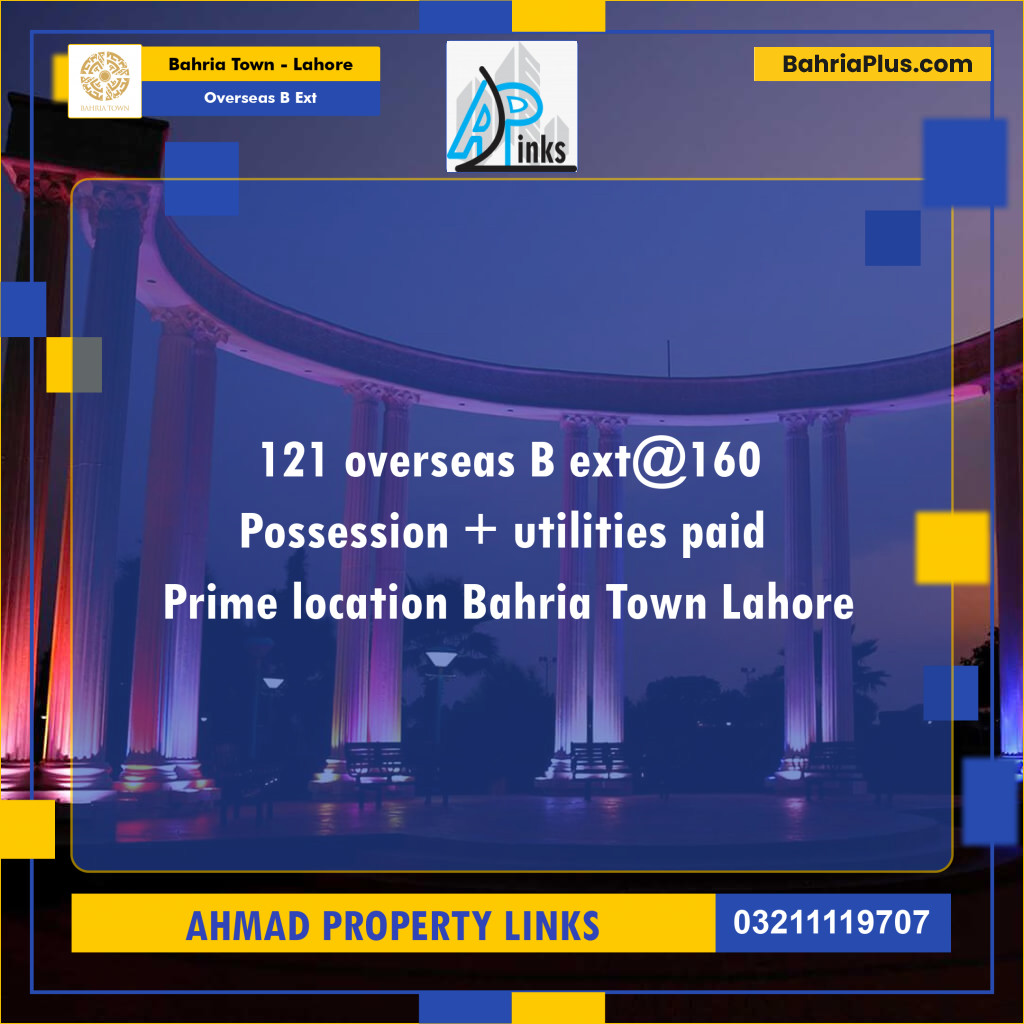 10 Marla Residential Plot for Sale in Overseas B Ext -  Bahria Town, Lahore - (BP-308937)