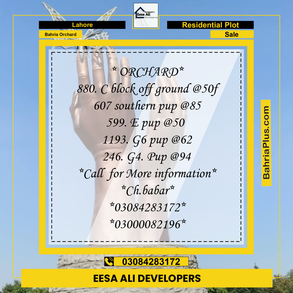 Residential Plot for Sale in Bahria Orchard, Lahore - (BP-308951)