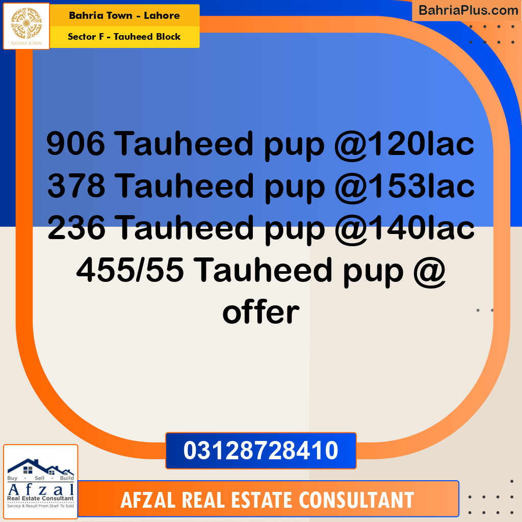 Residential Plot for Sale in Sector F - Tauheed Block -  Bahria Town, Lahore - (BP-309025)