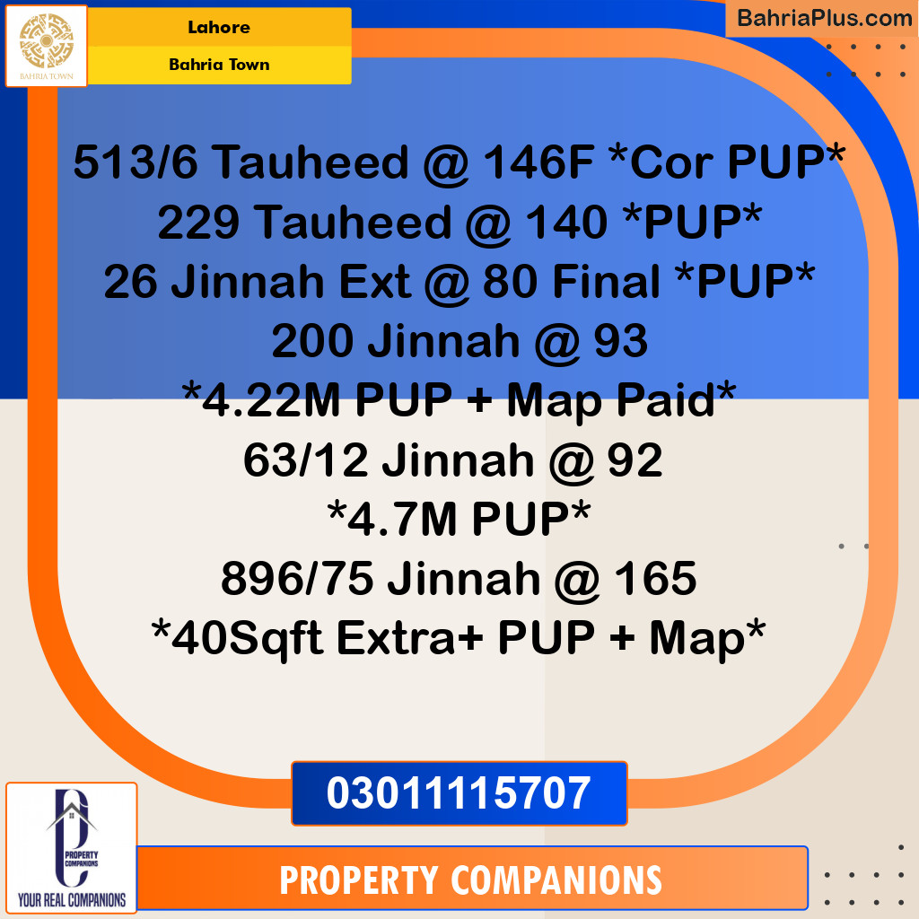 Residential Plot for Sale in Bahria Town, Lahore - (BP-309068)