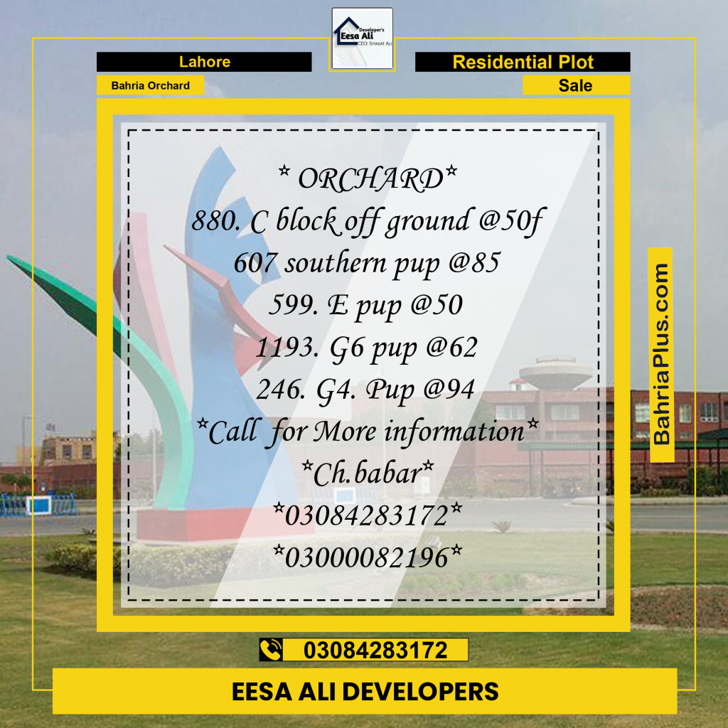 Residential Plot for Sale in Bahria Orchard, Lahore - (BP-309071)