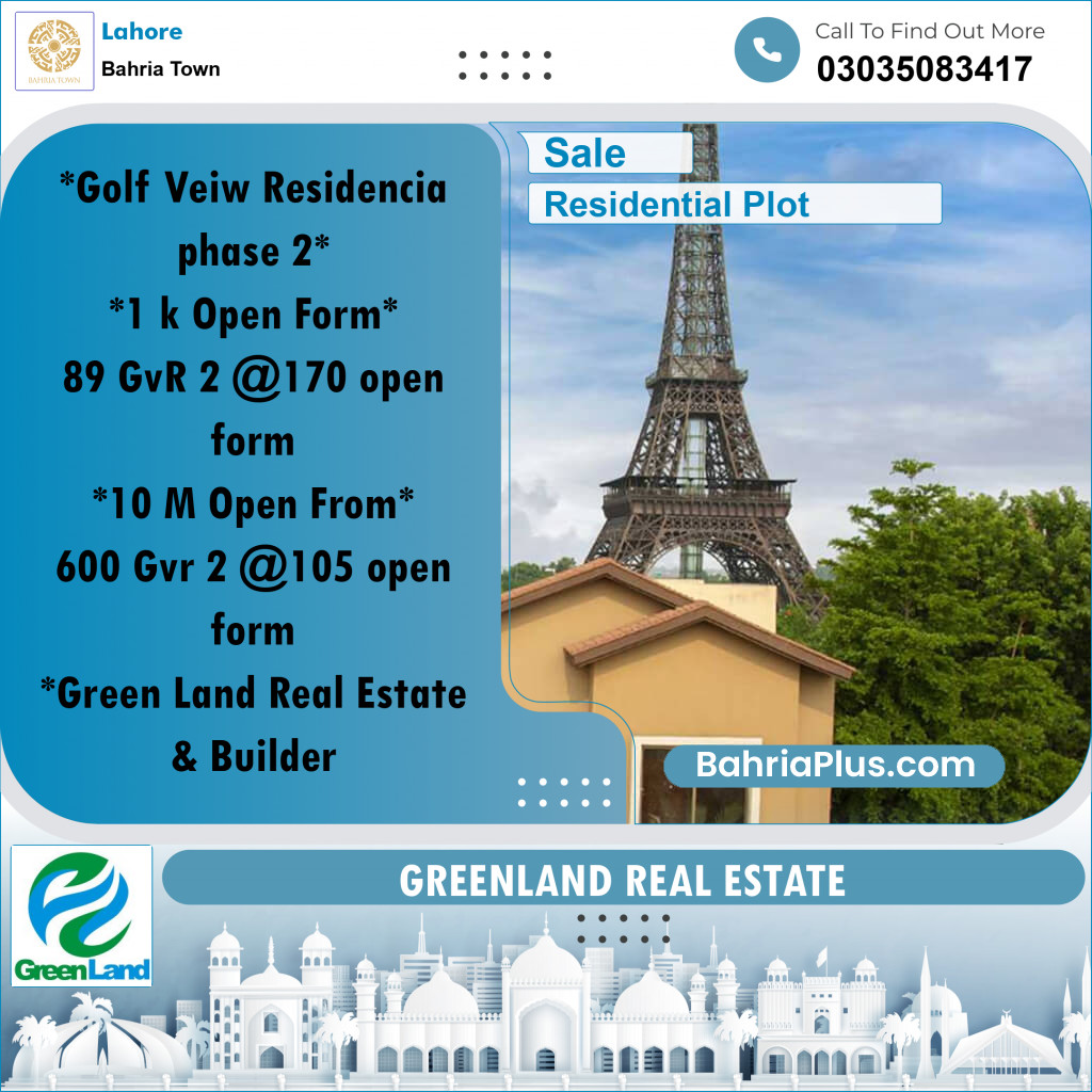 Residential Plot for Sale in Bahria Town, Lahore - (BP-309076)