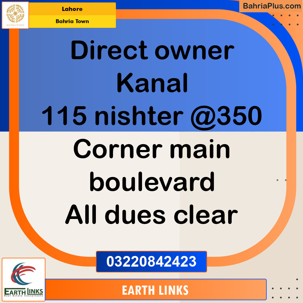 Residential Plot for Sale in Bahria Town, Lahore - (BP-309153)