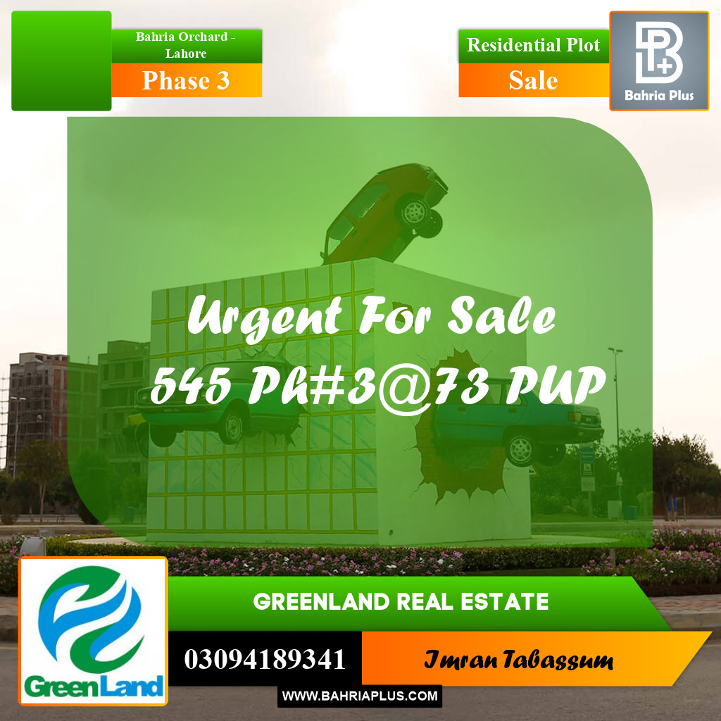 8 Marla Residential Plot for Sale in Phase 3 -  Bahria Orchard, Lahore - (BP-309157)