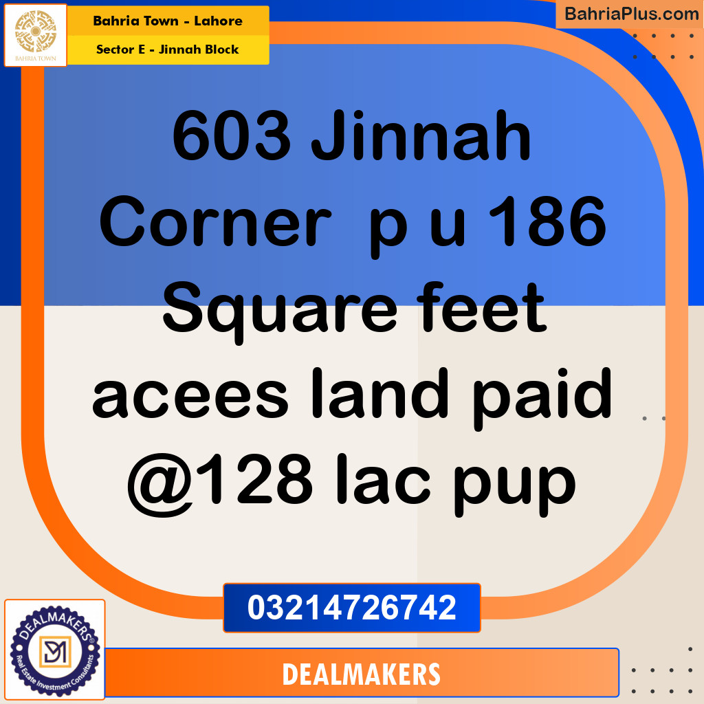 5 Marla Residential Plot for Sale in Sector E - Jinnah Block -  Bahria Town, Lahore - (BP-309170)