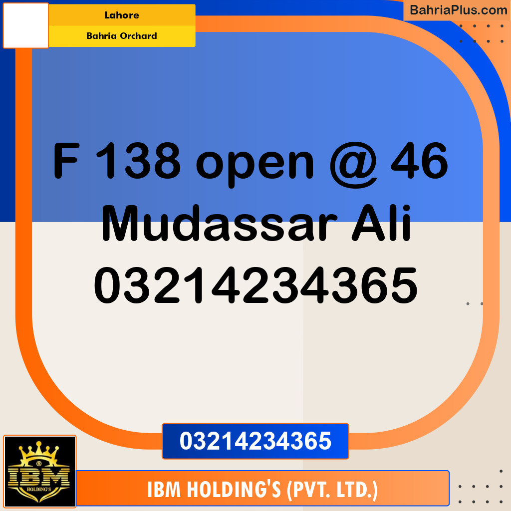 Residential Plot for Sale in Bahria Orchard, Lahore - (BP-309199)