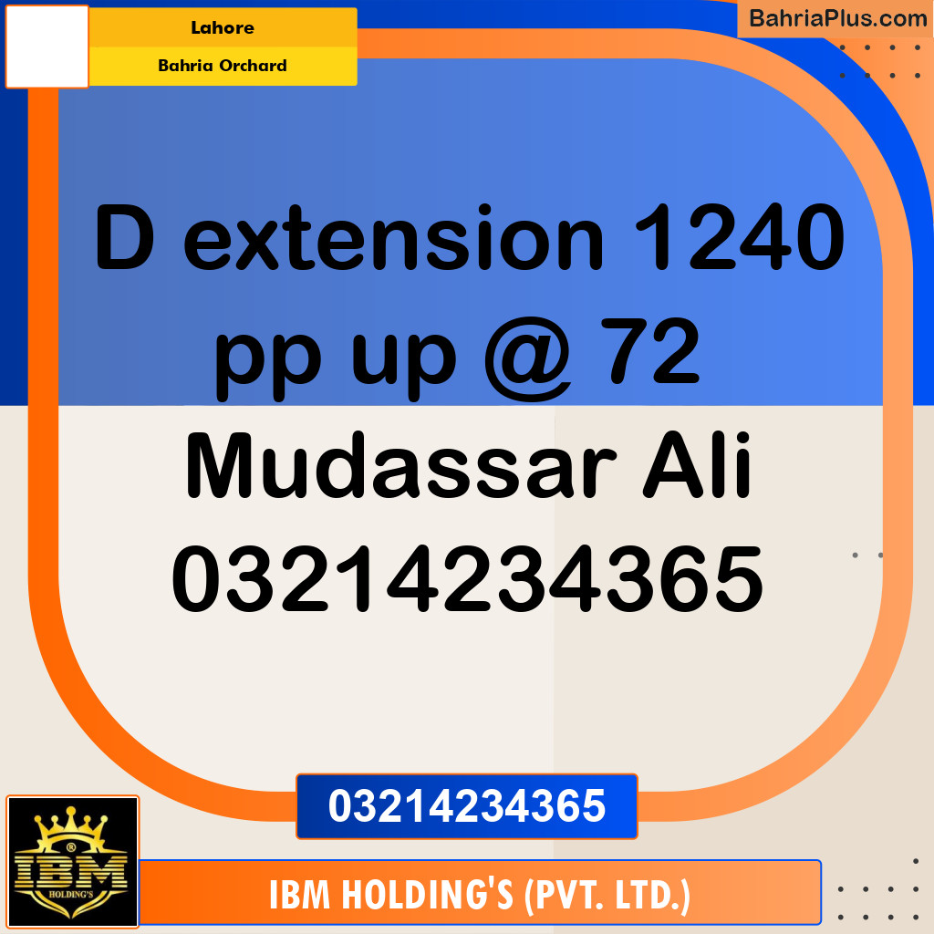 Residential Plot for Sale in Bahria Orchard, Lahore - (BP-309201)