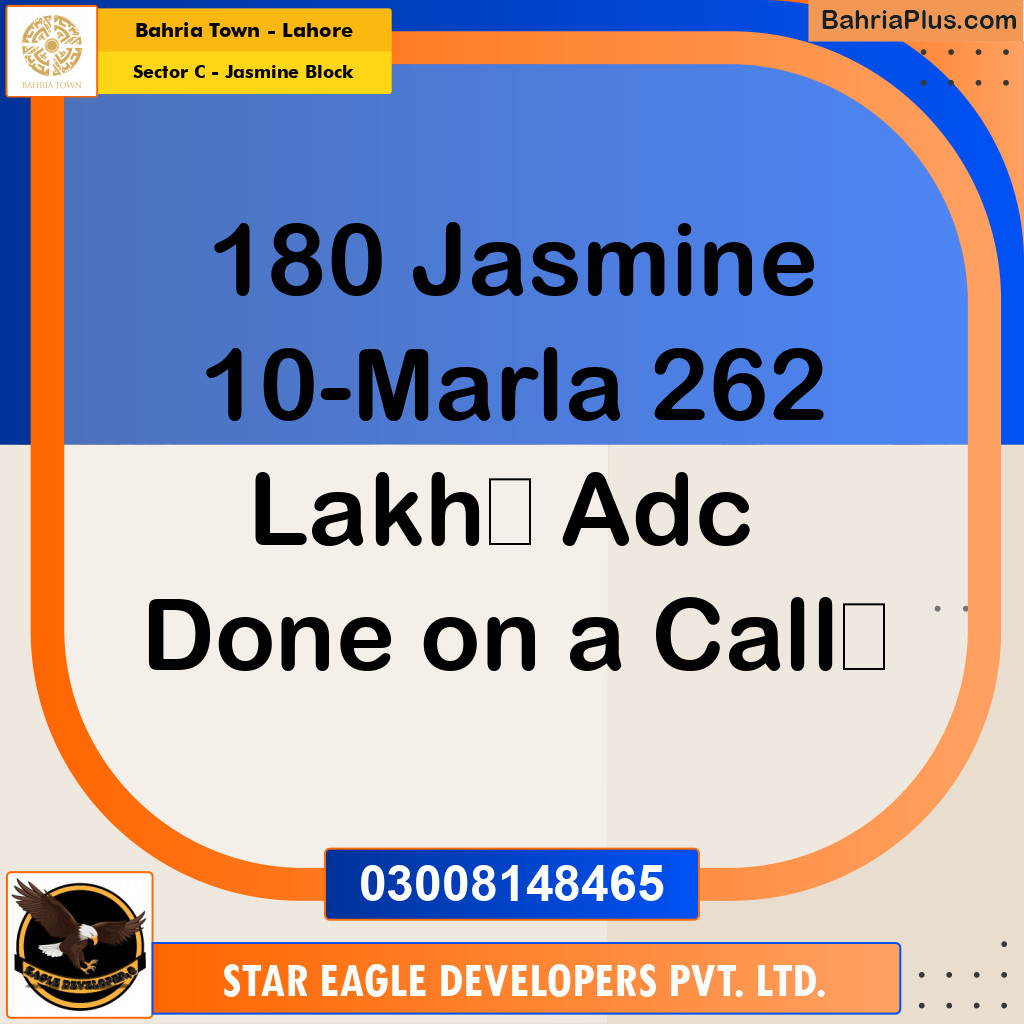 10 Marla Residential Plot for Sale in Sector C - Jasmine Block -  Bahria Town, Lahore - (BP-309203)