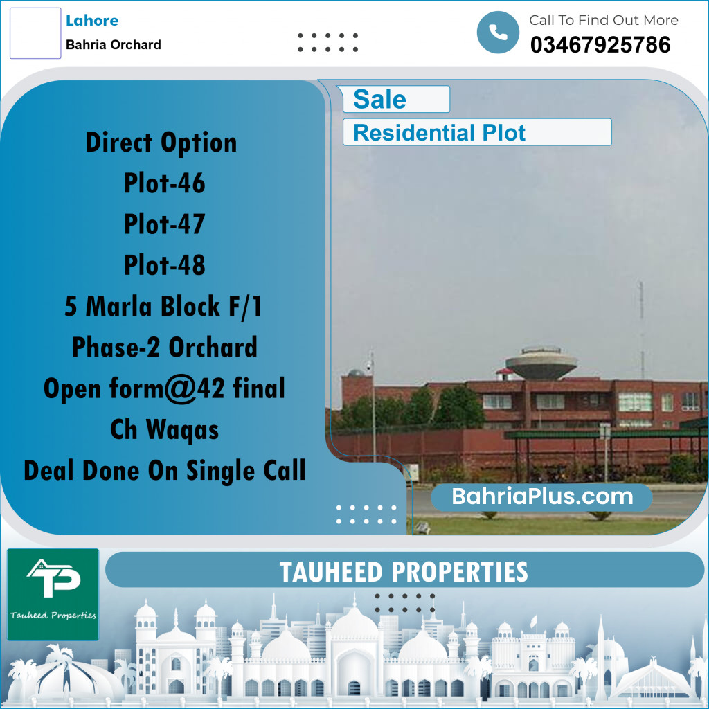 5 Marla Residential Plot for Sale in Bahria Orchard, Lahore - (BP-309209)
